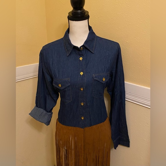 COPY - 36 POINT 5 Ladies Denim Shirt/ Jacket with Brown Fringe; NEW. - Picture 4 of 9